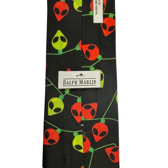 Ralph Marlin Alien Head Christmas Lights Vintage Novelty Necktie Polyester - Picture 4 of 7